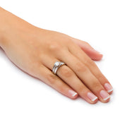 PalmBeach Jewelry 10K White Gold Round Cubic Zirconia Bridal Ring Set Sizes 5-9