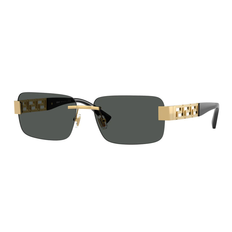 Versace Versace Sunglasses Rectangle Rimless, Gold Frame and Dark Grey Lens VE2298100287