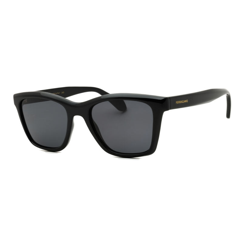 Salvatore Ferragamo Sunglasses Square Full Rim, Black Frame and Blue Grey Lens SF2001S001