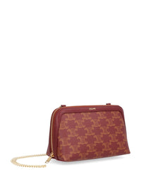 Celine Women "Triomphe" Coated Canvas Clutch On Chain