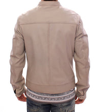 Dolce & Gabbana Beige Leather Jacket Biker Men's Coat