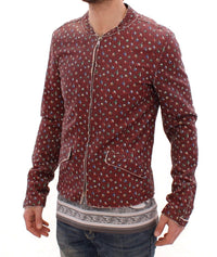 Dolce & Gabbana Bordeaux Leather Boxer Print Jacket Men's Coat