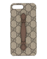 Gucci Unisex-Adult GG Supreme Selleria iPhone 8 Plus Case Beige Ebony New Maple