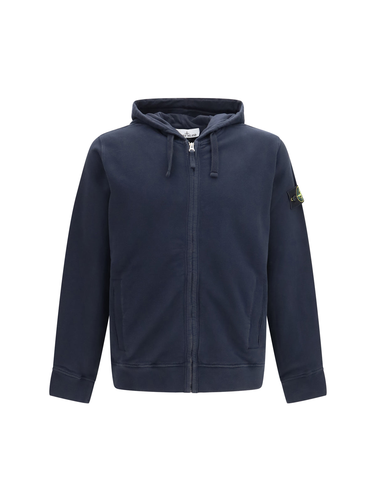 Stone Island Men Cotton Hoodie With Zip And Compass Logo