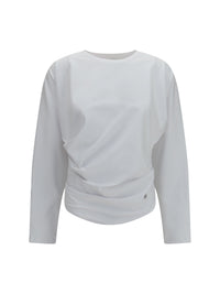 GANNI Ganni Women Asymmetric Draped Stretch Cotton Top
