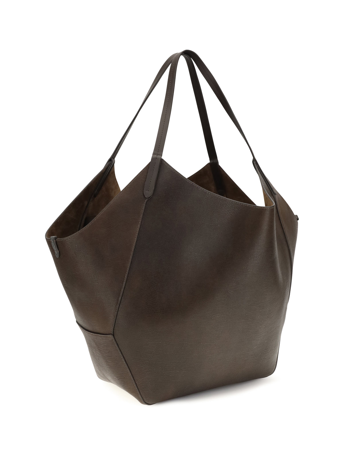 Brunello Cucinelli Women Leather Shopping Bag With Monili Detail