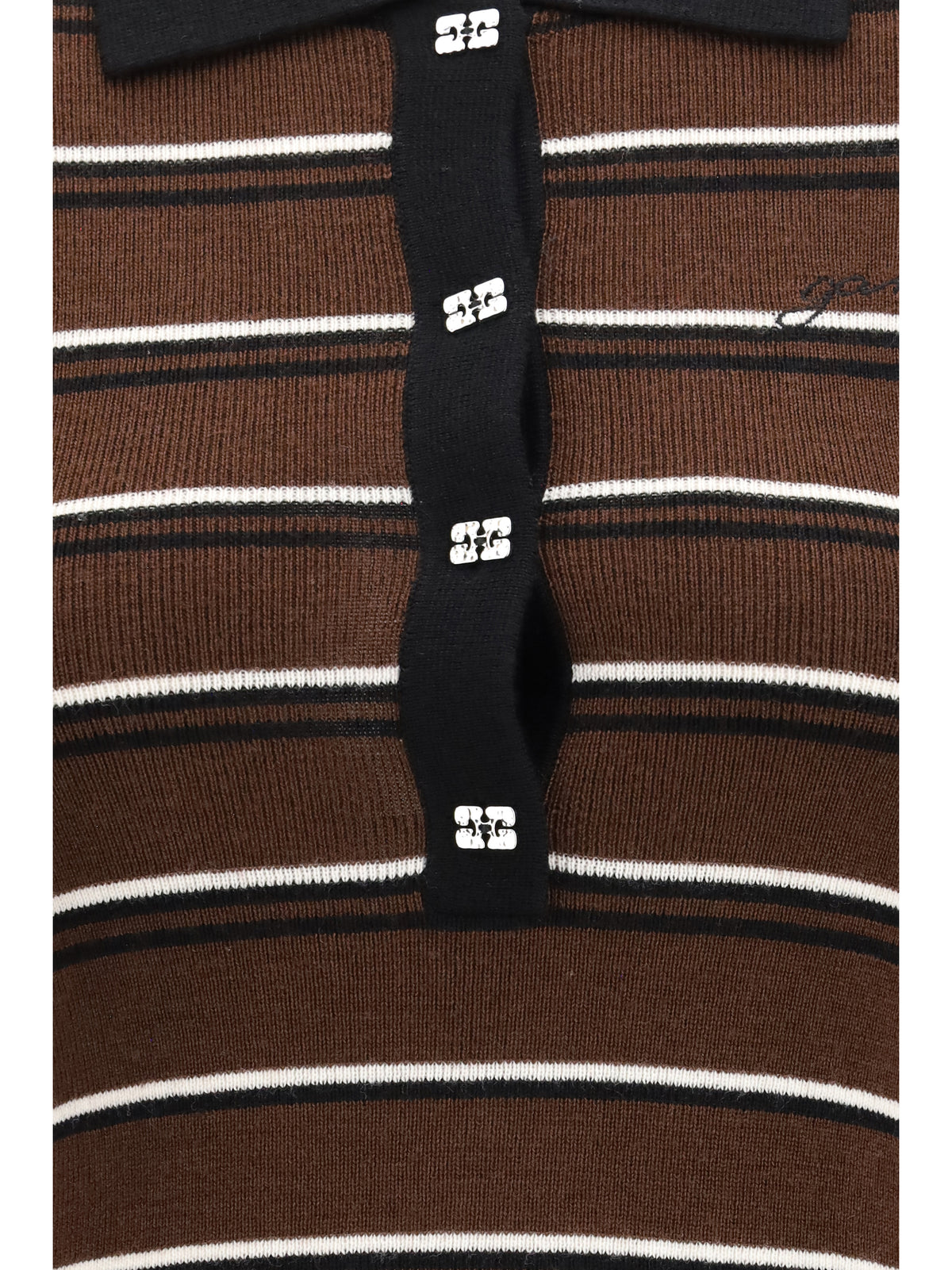 GANNI Ganni Women Striped Wool Polo Dress