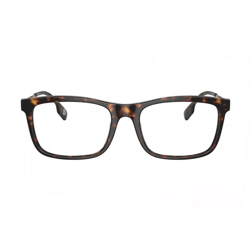 Burberry Eyeglasses Rectangle Full Rim, Dark Havana Frame and Clear Demo Lenses Lens BE2384F3002