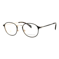 David Beckham Eyeglasses Round Full Rim, Matte Black Gold Frame and Clear Demo Lenses Lens DB70550I4600