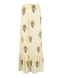 Gucci Womens Embroidered Linen Tiered Skirt