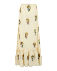 Gucci Womens Embroidered Linen Tiered Skirt