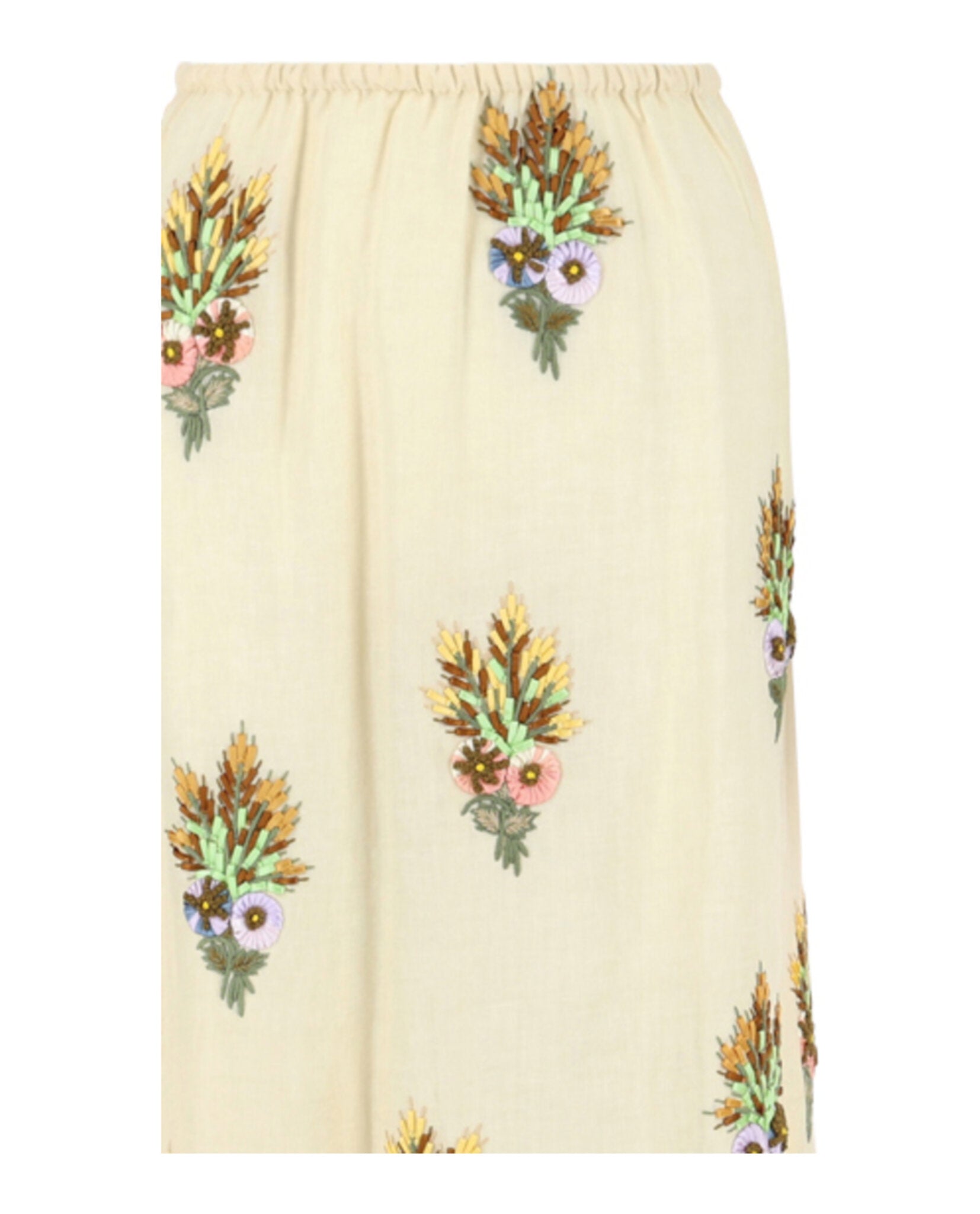 Gucci Womens Embroidered Linen Tiered Skirt
