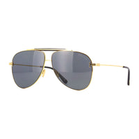 Tom Ford Sunglasses Aviator Full Rim, Shiny Deep Gold Black Frame and Smoke Lens FT101830A