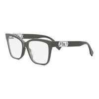 Fendi Eyeglasses Square Full Rim, Shiny Grey Frame and Clear Demo Lenses Lens FE50025I020
