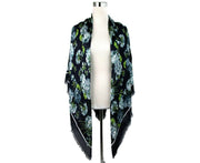 Gucci Women's 400 Navy Blue Modal / Silk With Blue Bloom Print Scarf