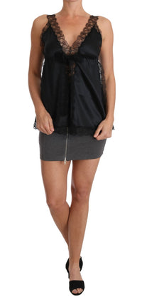 Dolce & Gabbana Lingerie Cami Black Lace Silk Women's Stretch