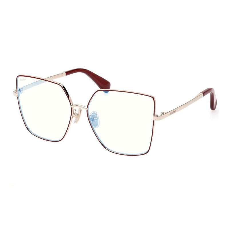 Max Mara Max Mara Eyeglasses Butterfly Full Rim, Black/Gold Frame and Clear/Blue-light Block Lenses Lens MM5073-H-B005