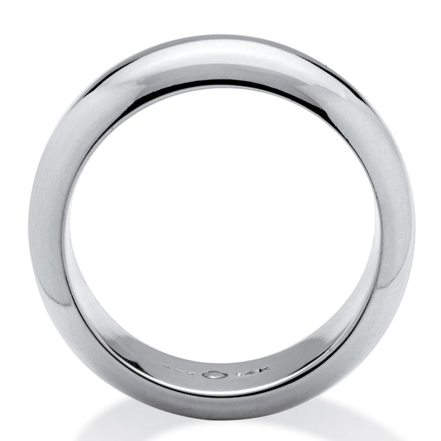 PalmBeach Jewelry 14K White Gold Nano Diamond Resin Filled Polished Wedding Wedding Band Ring (8mm) Sizes 6-10