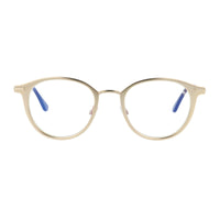 Tom Ford Tom Ford Eyeglasses Round Full Rim, Matte Rose Gold Frame and Clear/Blue-Light Block Lenses Lens FT5528-B029