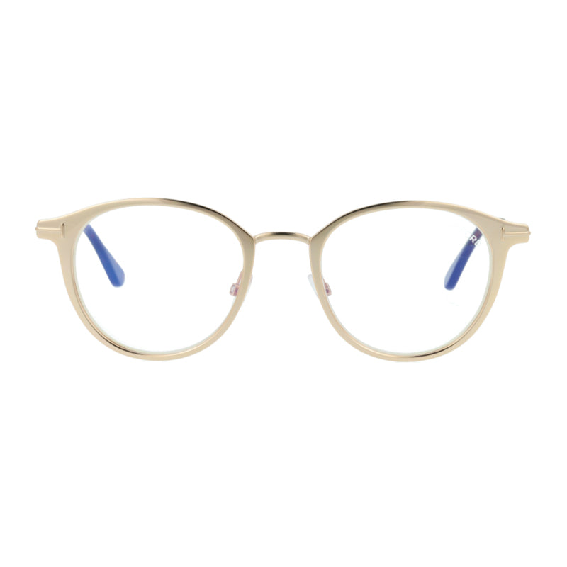 Tom Ford Tom Ford Eyeglasses Round Full Rim, Matte Rose Gold Frame and Clear/Blue-Light Block Lenses Lens FT5528-B029