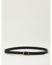 Saint Laurent Leather Belt YSL Buckle Women Black