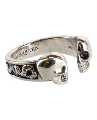 Alexander McQueen Mens Decorative Skull Ring Silver