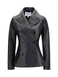 Alaïa Women Fitted Leather Caban Coat