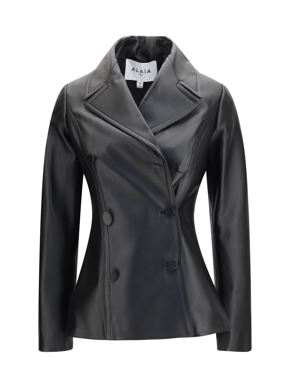 Alaïa Women Fitted Leather Caban Coat