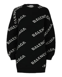 Balenciaga Balenciaga Womens Allover Logo Knit Sweater