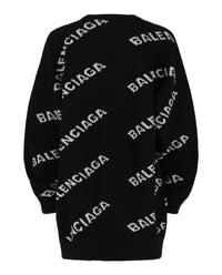 Balenciaga Balenciaga Womens Allover Logo Knit Sweater