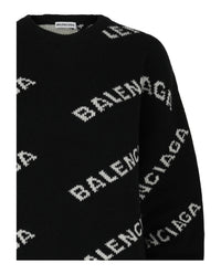 Balenciaga Balenciaga Womens Allover Logo Knit Sweater