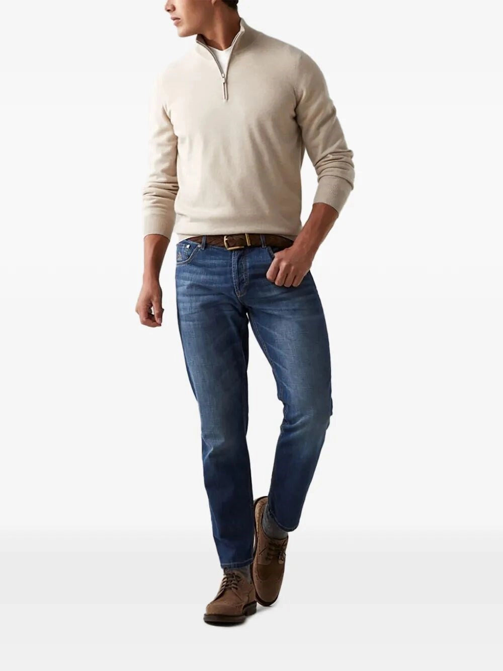 Brunello Cucinelli Men Cashmere Sweater With Half Zip