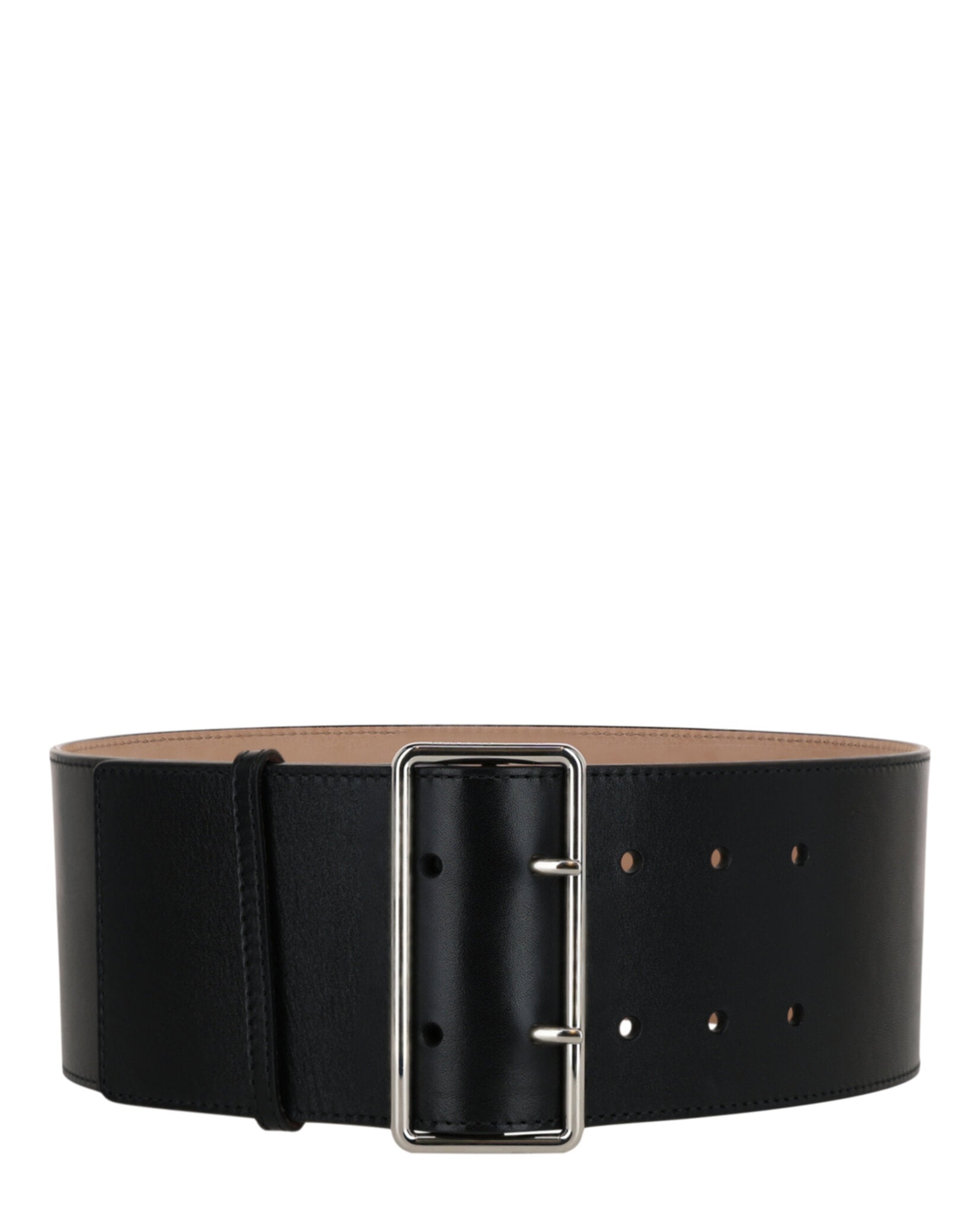 Alexander McQueen Womens Wide Ecolux Military Belt Black
