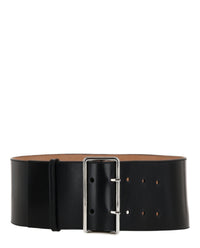 Alexander McQueen Womens Wide Bridle Military Belt Black