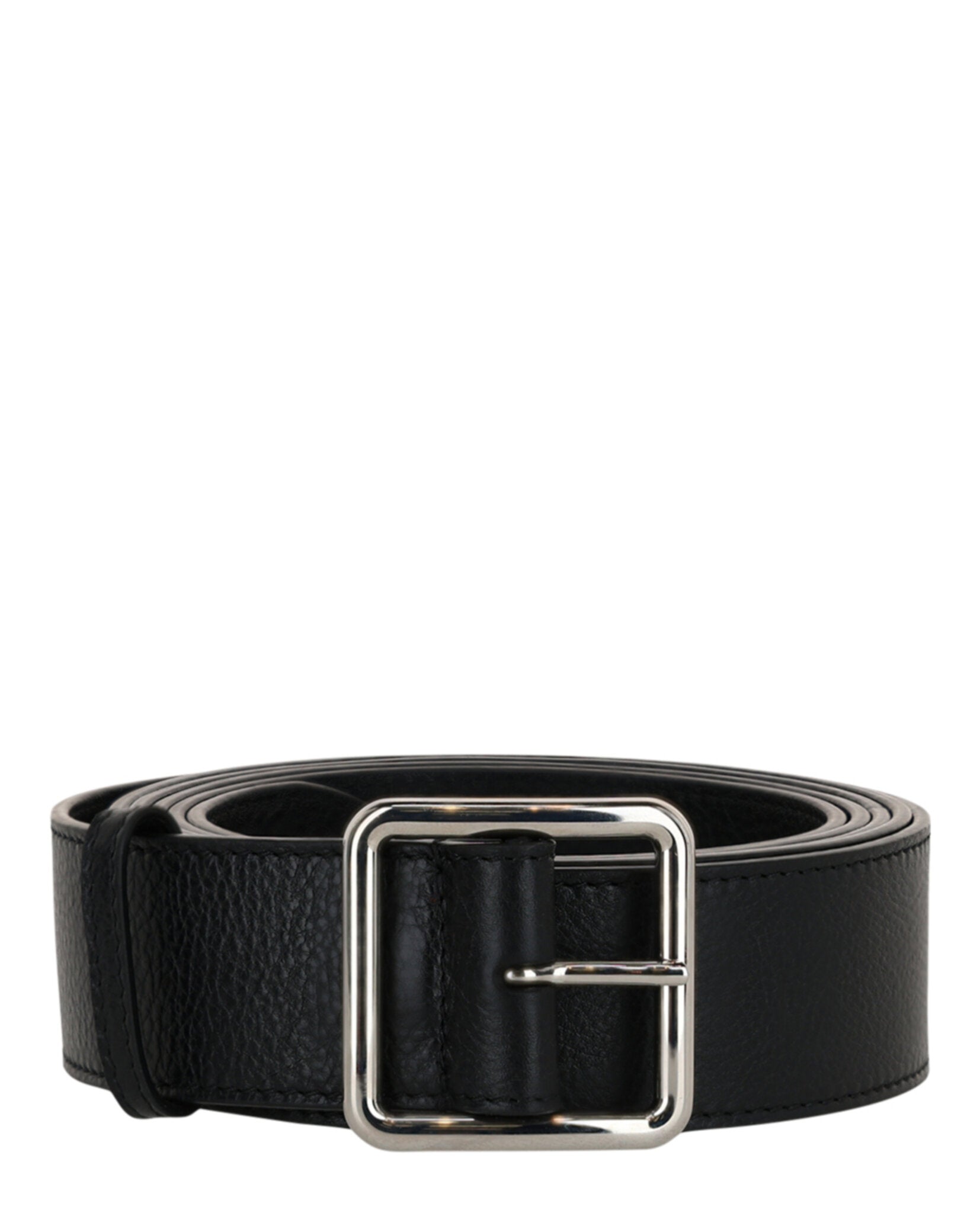 Alexander McQueen Womens Long Pebbled Leather Belt 42 Black