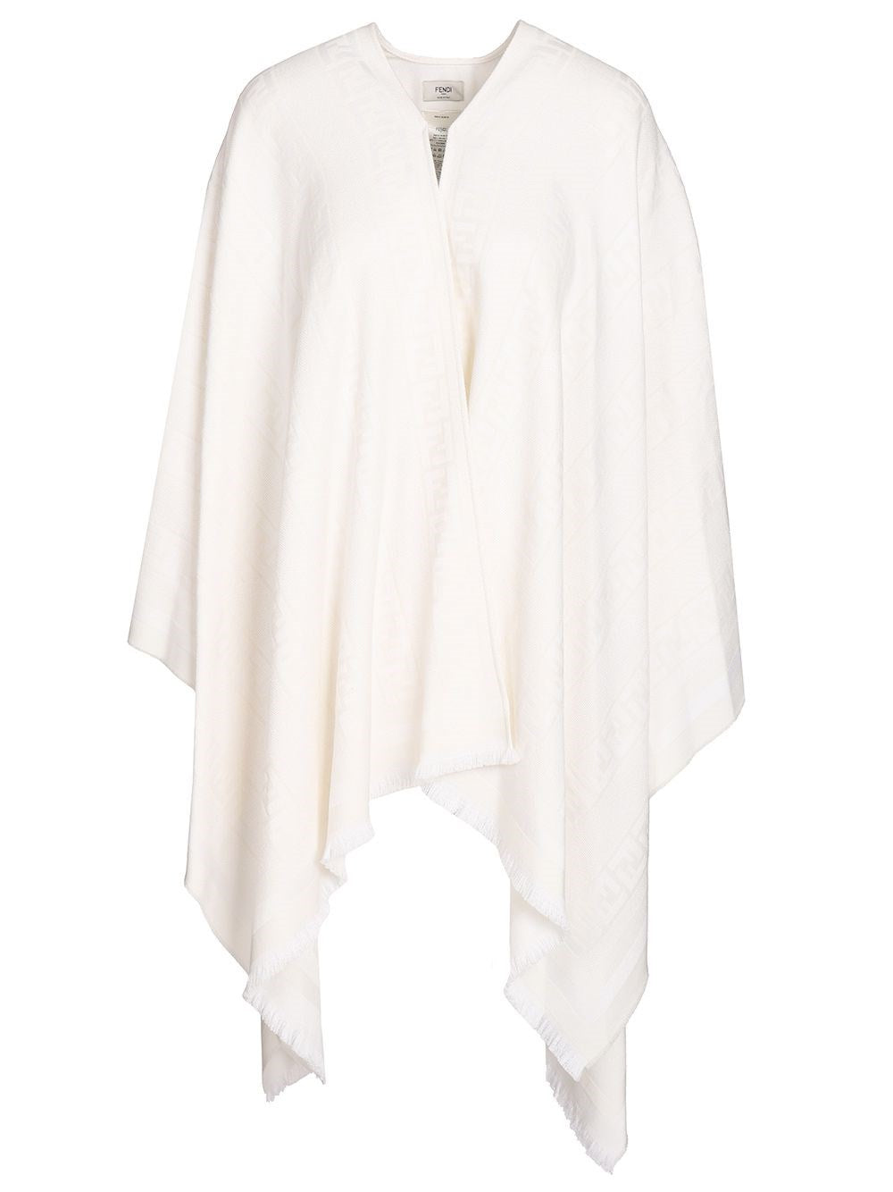 Fendi Women Ff Ivory Wool And Silk Poncho