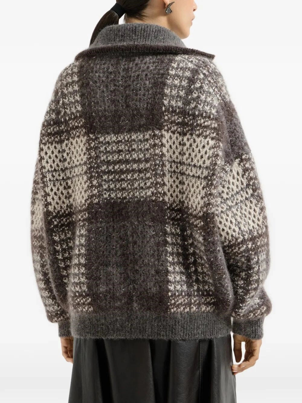 Brunello cucinelli Brunello Cucinelli Women Dazzling Tartan Double  Knit Cardigan