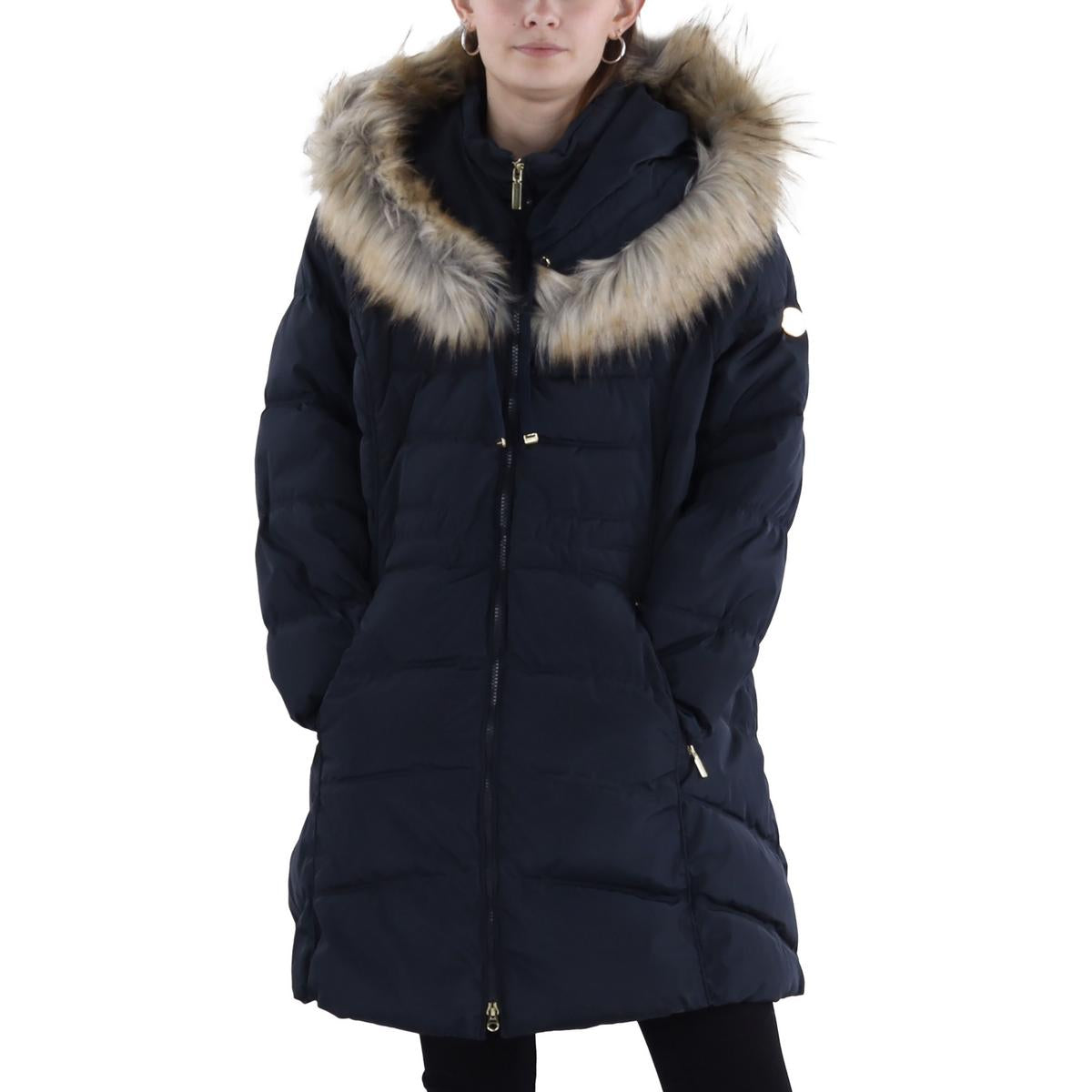 Womens Faux Fur Hooded Puffer Coat