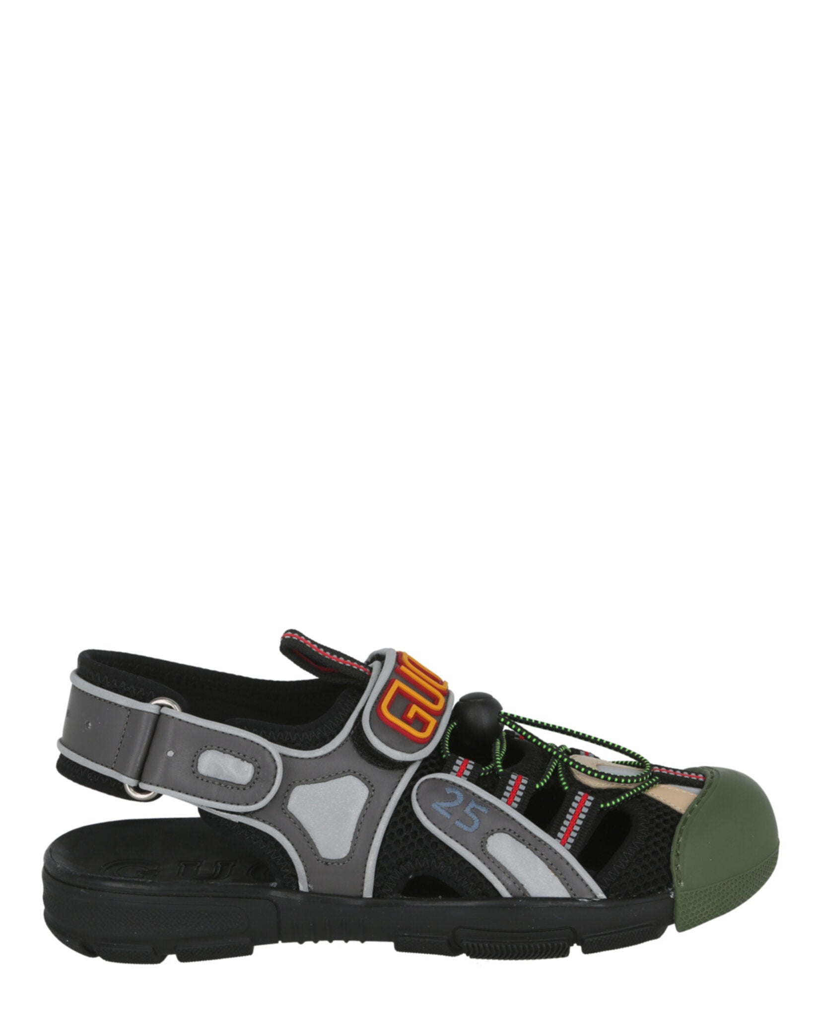 Gucci Mens Tinsel Sports Sandals Black Silver