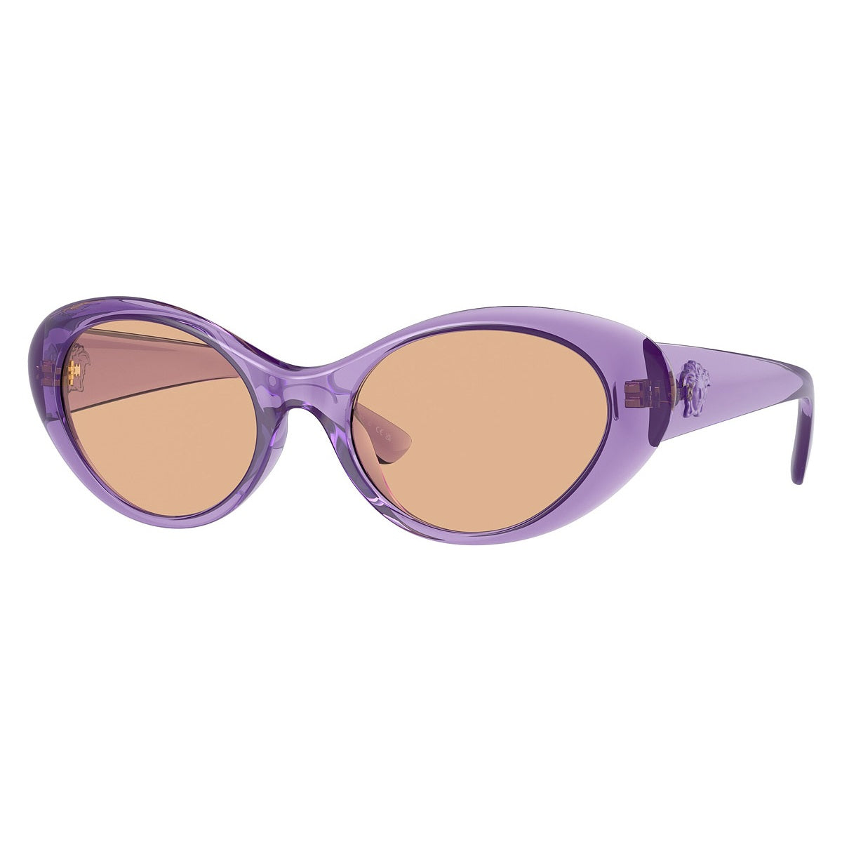 Versace Sunglasses Oval Full Rim, Havana Frame and Dark Brown Lens VE4455U108/73