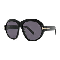 Tom Ford Sunglasses Round Full Rim, Dark Havana Frame and Brown Mirror Lens FT111352G