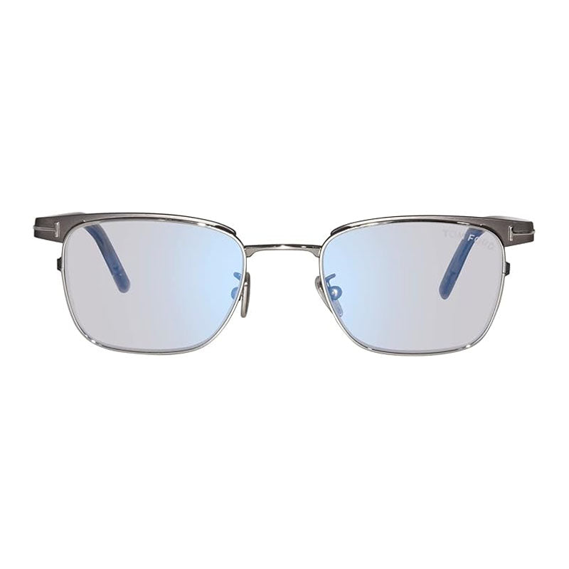 Tom Ford Tom Ford Eyeglasses Square Full Rim, Shiny Dark Brown/Gold Frame and Clear Blue Light Block Lens FT5854-D-B048