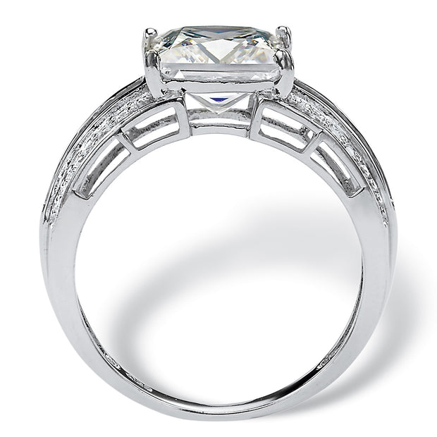 PalmBeach Jewelry 10K White Gold Princess Cut Cubic Zirconia Engagement Ring Sizes 5-9