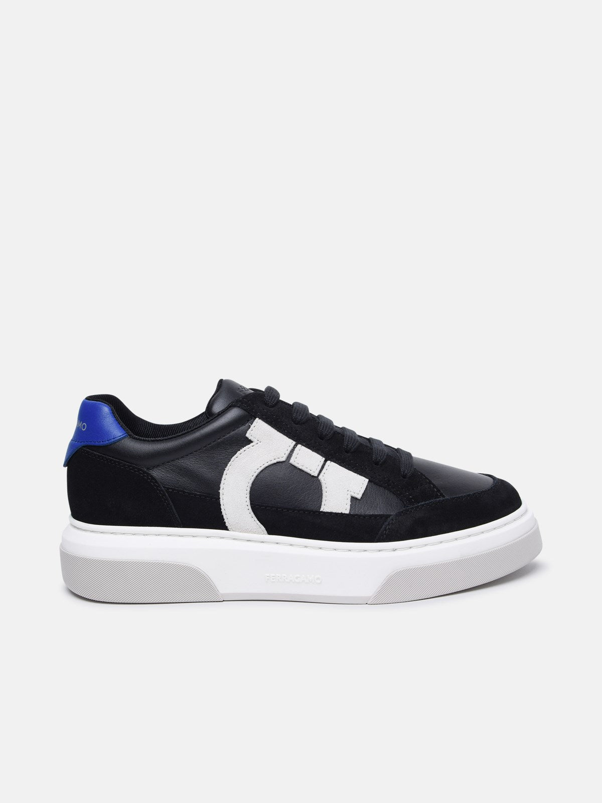 FERRAGAMO Ferragamo Men Cassina' Black Leather Blend Sneakers
