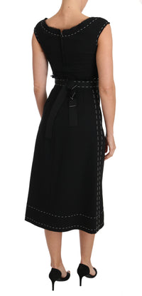 Dolce & Gabbana Black Wool Stretch A-line Sheath Women's Dress