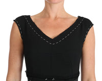 Dolce & Gabbana Black Wool Stretch A-line Sheath Women's Dress