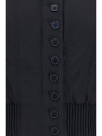 Alexander Mcqueen Women Buttoned Bomber Jacket With Visible Stitching