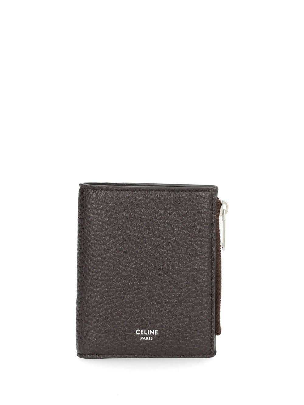 Celine Celine Men Compact Wallet In Grained Calfskin