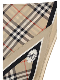 Burberry Women Check Silk Scarf With Knight Stamp