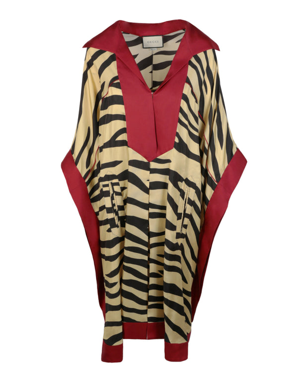 Gucci Womens Zebra-Print Silk Kaftan